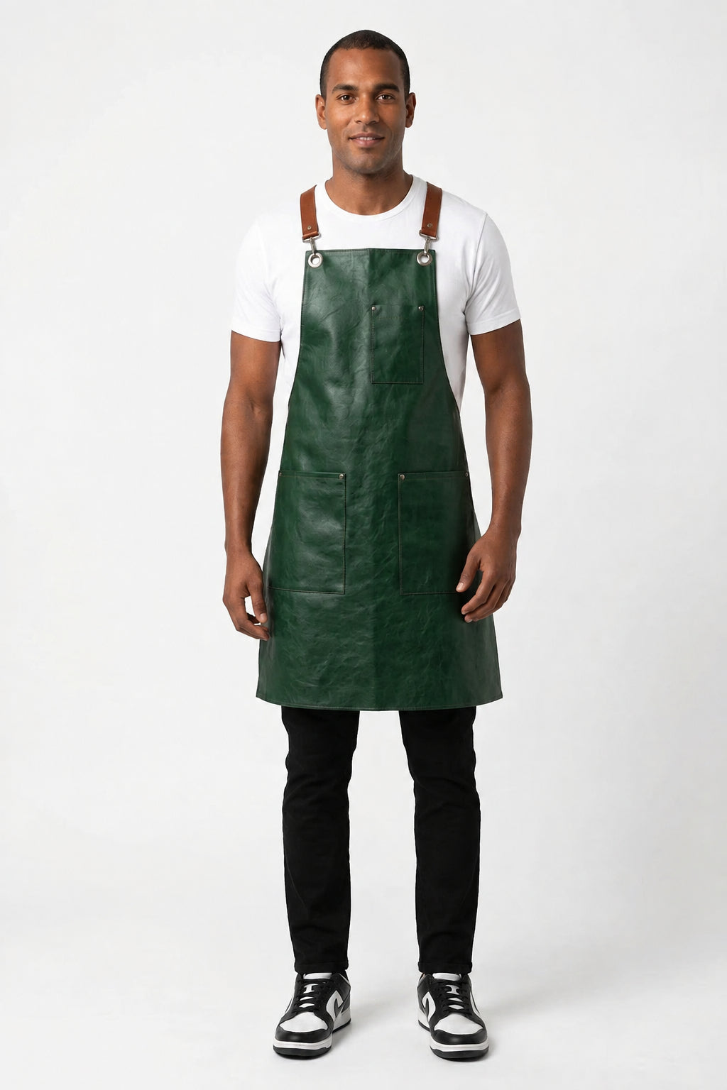 Blue leather apron 