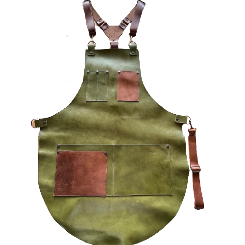 Mandil de piel verde olivo
