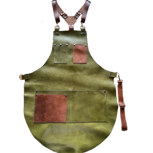 Mandil de piel verde olivo