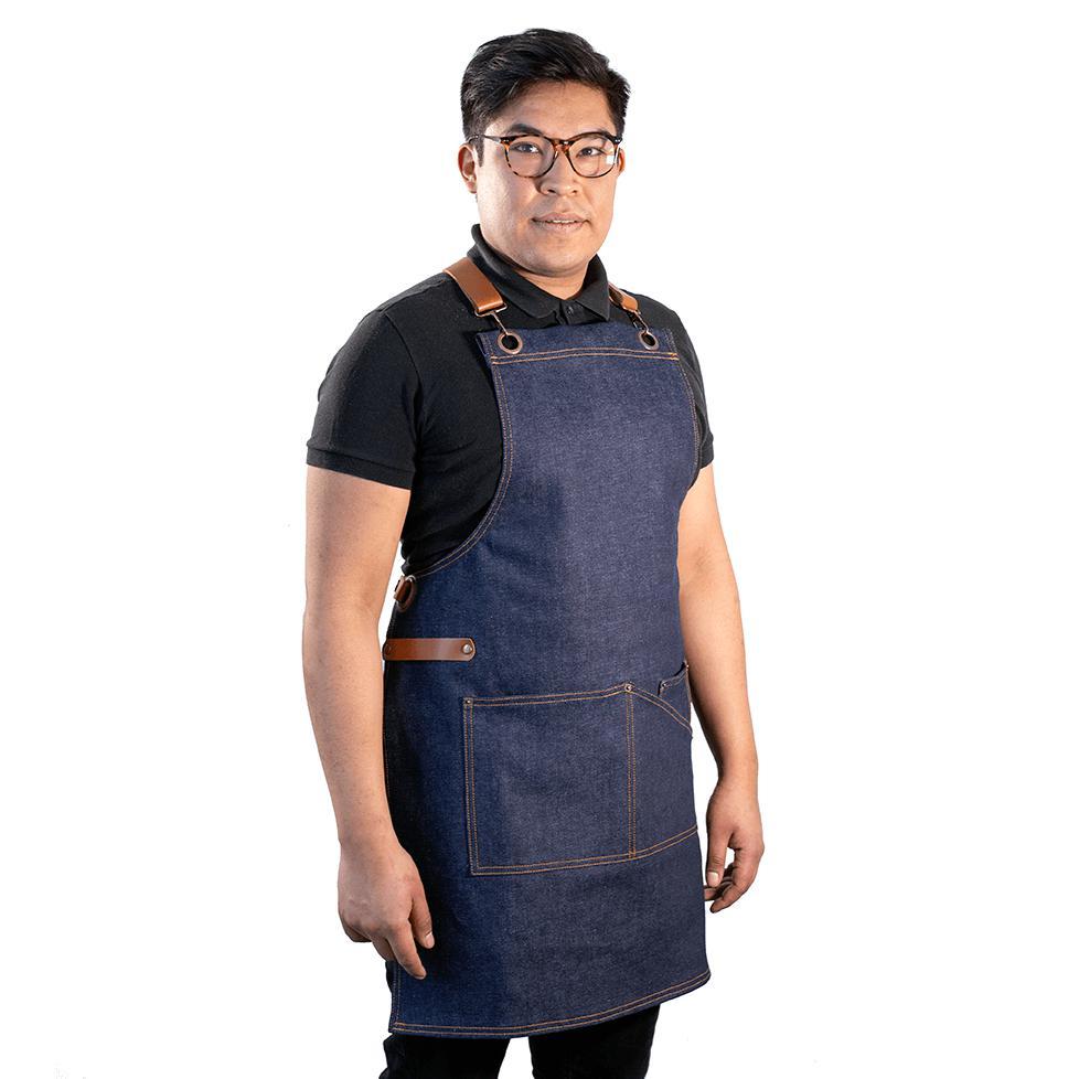 Blue denim apron for Parrilla 
