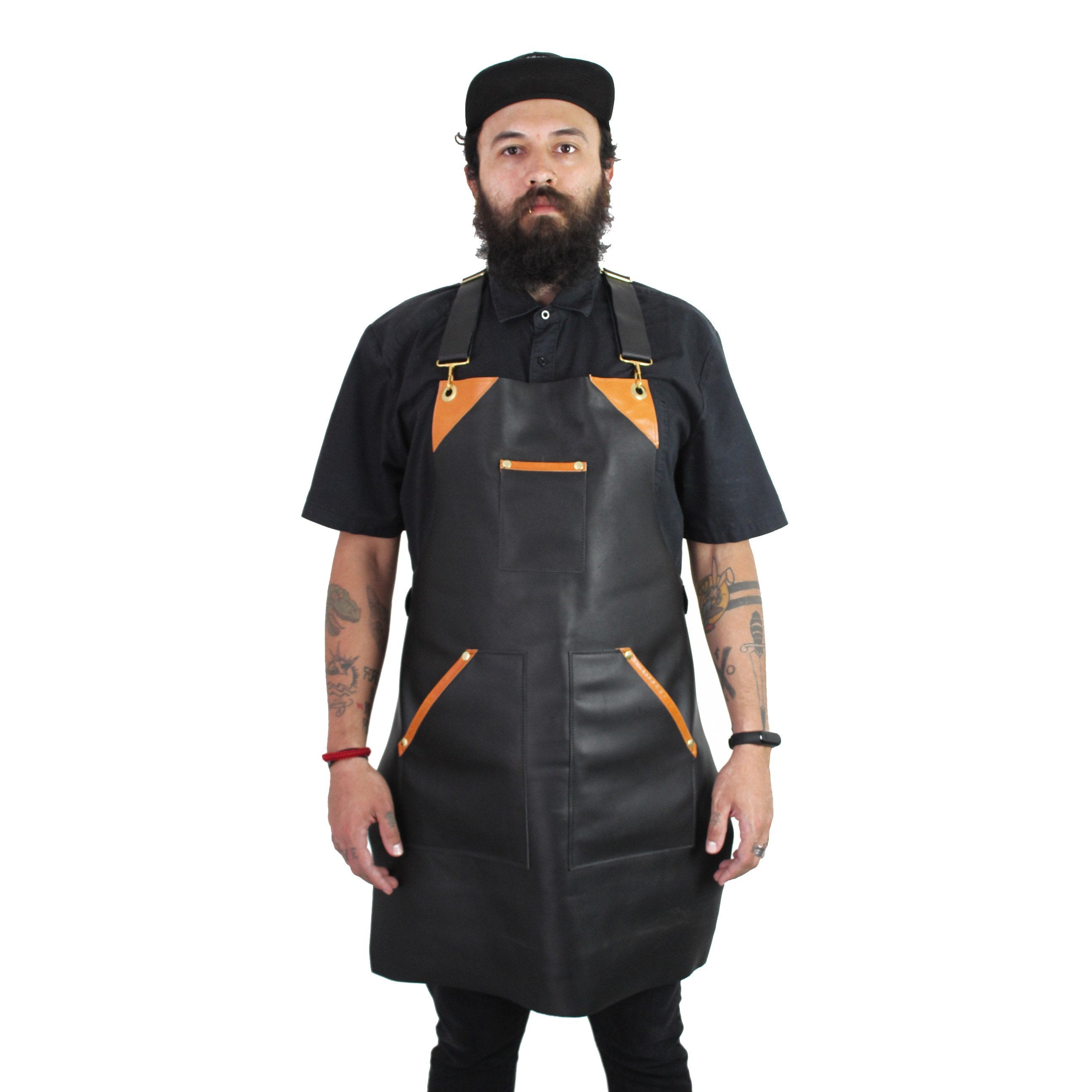 Black leather apron