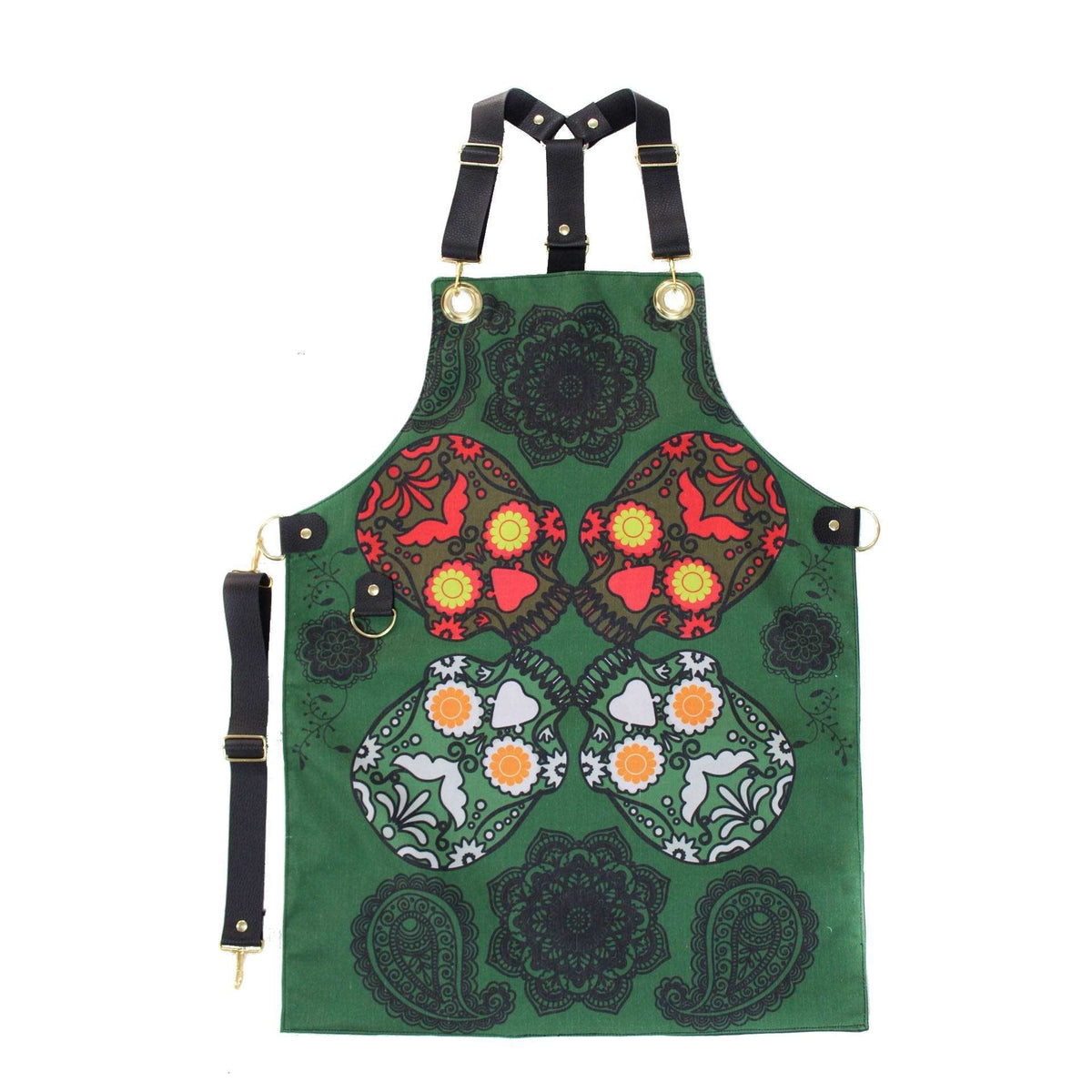 Mandil verde con calaveras